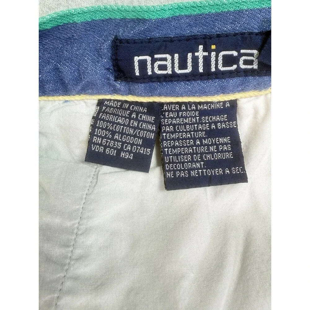 Nautica Men's Striped Shorts Size 36 Multicolor 100% Cotton Pleated Front
